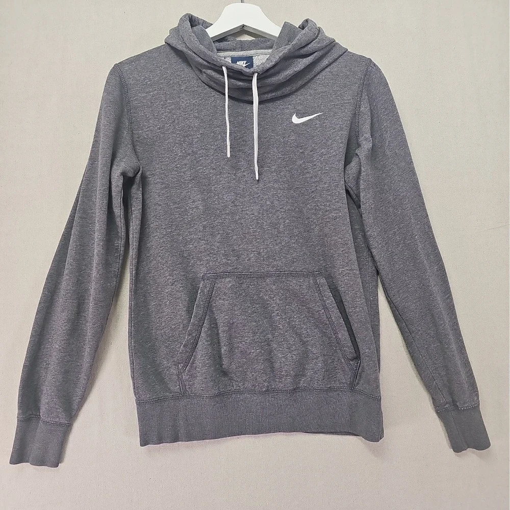 Nike Womens Medium Heather Gray Sportswear Club Fleece Funnel Neck Hoodie Cowl